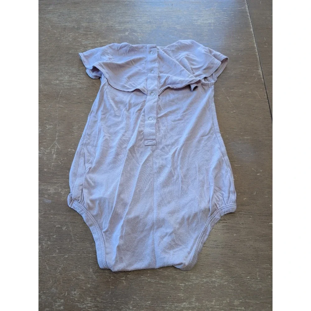 Kate Quinn Bamboo Ruffle Bubble Bodysuit Mauve Pink 6-12M Short Sleeve Baby Girl